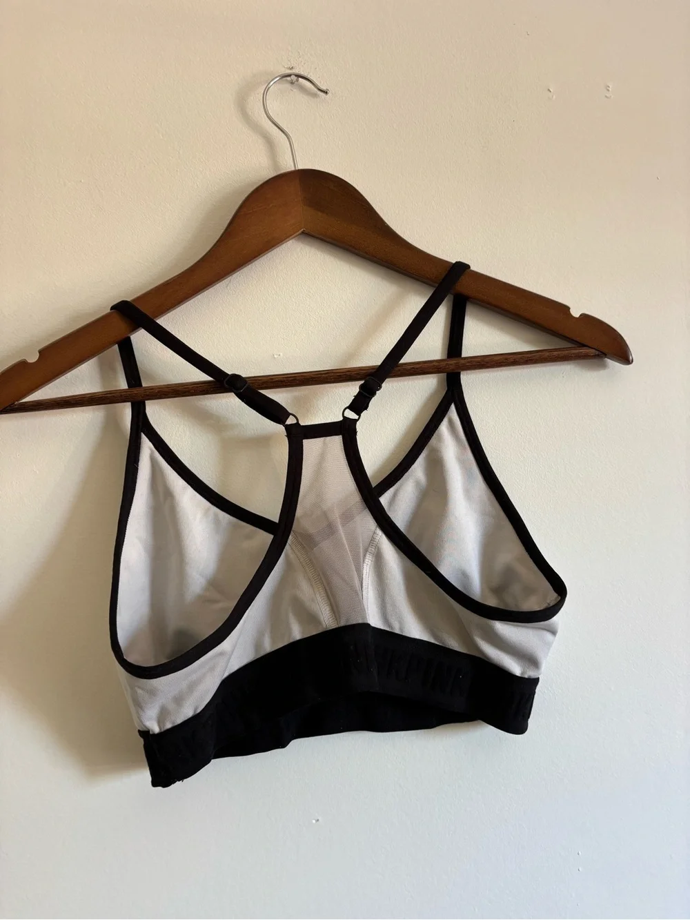 PINK Victoria's Secret White sports bra with Black Trim